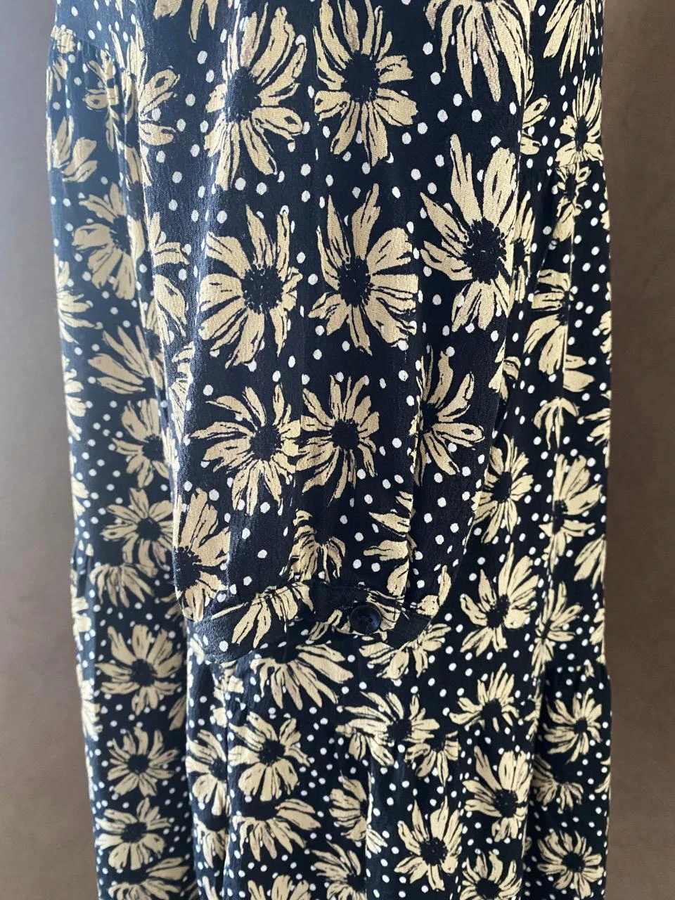 ZARA jurk maat 34 zwart met beige bloemen – Volants & knopen – Bohemien chic stijl – photo 8